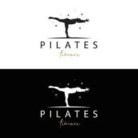 pilates posa logo, yoga logo design vettore modello illustrazione