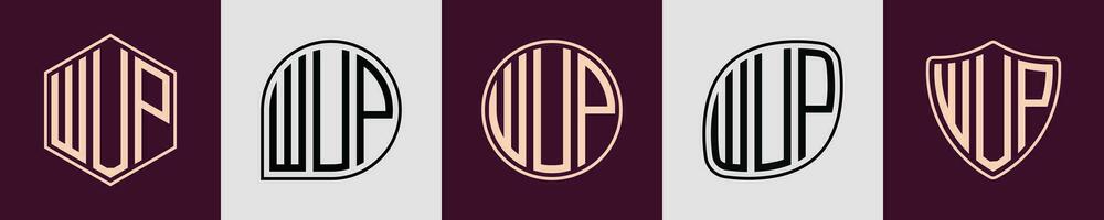 creativo semplice iniziale monogramma wup logo disegni. vettore