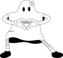 retrò fantasma Halloween illustrazione portafortuna divertente cuore amore vettore