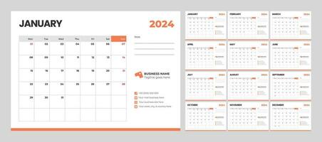 scrivania calendario modello per 2024 anno per attività commerciale nel un' minimalista stile vettore