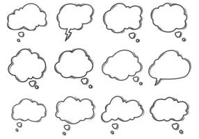 collezione di doodle di bolle di pensiero vettore