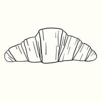 Doodle schizzo a mano libera disegno di pane croissant. vettore