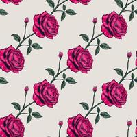 motivo floreale botanico senza cuciture disegnato a mano con fiore di rosa vettore