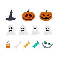 set di elementi di disegno vettoriale piatto di halloween