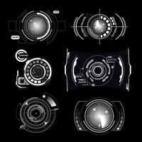 illustrazione vettoriale set monocromatico radar interfaccia hud