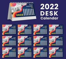 impostare il design del modello del calendario da tavolo 2022, set di 12 mesi, vettore