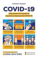 poster covid-19 in stile design piatto. campagna coronavirus. vettore