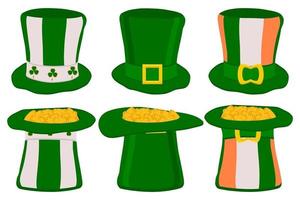 illustrazione sul tema festa irlandese giorno di san patrizio, set cappelli copricapo vettore