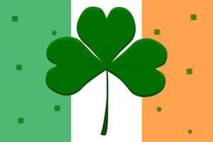 bandiera irlandese in vacanza il giorno di san patrizio con trifoglio verde trifoglio vettore