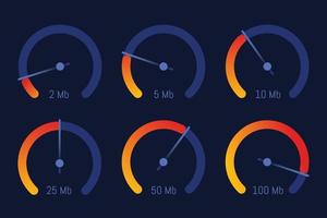 disegno vettoriale dell'indicatore del livello di velocità di internet del tachimetro