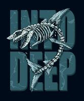 fatto a mano vettore illustrazione di squalo scheletro nel composizione con scritta. modificabile arte per stampa su magliette, manifesti e eccetera.