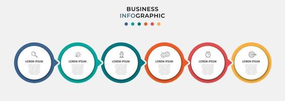 modello di progettazione infografica con icone e 6 opzioni o passaggi vettore