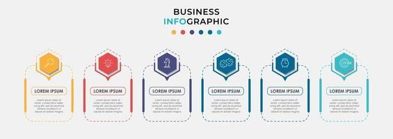 modello di progettazione infografica con icone e 6 opzioni o passaggi vettore