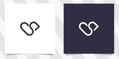 lettera S con amore logo design vettore