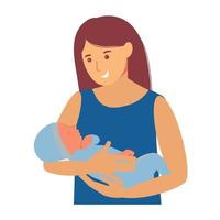 maternità. donna con un bambino in braccio. allattamento al seno vettore