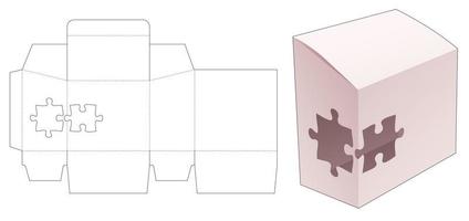 confezione inclinata con sagoma fustellata a 2 pezzi di puzzle vettore
