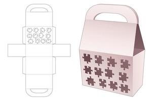 scatola con manico con sagoma fustellata da 12 pezzi di puzzle vettore