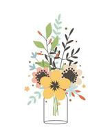 bicchiere vaso con fiori1 vettore