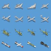 illustrazione vettoriale set isometrica delle forze aeree militari