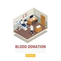 illustrazione isometrica di vettore del fondo di donazione di sangue