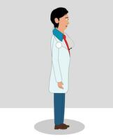medico 2d cartone animato personaggio lato Visualizza vettore