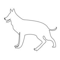 continuo uno linea cane animale domestico schema vettore arte disegno