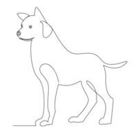 continuo uno linea cane animale domestico schema vettore arte disegno