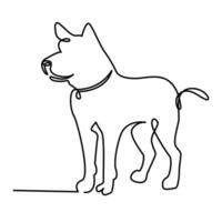 continuo uno linea cane animale domestico schema vettore arte disegno