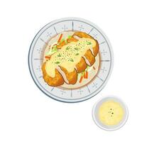 logo illustrazione di giapponese cibo pollo nanban con aggiunto tartaro salsa vettore