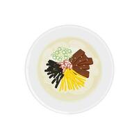 logo illustrazione tteokguk delizioso coreano riso torta la minestra vettore