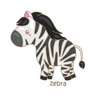 alfabeto z per zebra vocabolario scuola lezione cartone animato illustrazione vettore clipart etichetta