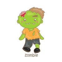 alfabeto z per zombie vocabolario scuola lezione cartone animato illustrazione vettore clipart etichetta