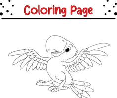 carino tucano uccello cartone animato colorazione pagina illustrazione vettore. uccello colorazione libro per bambini. vettore