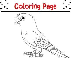 carino pappagallo cartone animato colorazione pagina illustrazione vettore. uccello colorazione libro per bambini. vettore