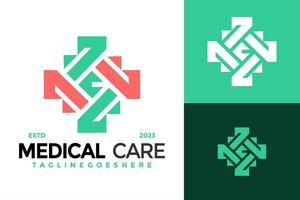 lettera c medico cura logo design vettore simbolo icona illustrazione
