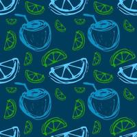cocco cocktail lime seamless pattern cocktail vettore