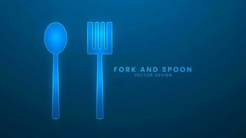 forchetta e cucchiaio, cucina posate impostato per ristoranti bar attività commerciale. vettore illustrazione con leggero effetto e neon