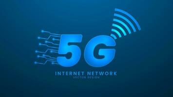 5g Internet Rete. comunicazione reti e alto velocità telecomunicazione. vettore illustrazione con leggero effetto e neon