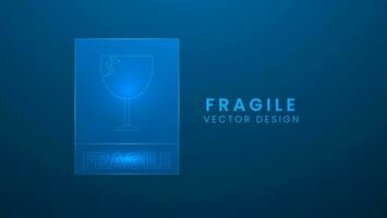 fragile avvertimento etichetta. cura la logistica e consegna etichette concetto. vettore illustrazione con leggero effetto e neon