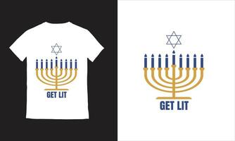 contento hanukkah con candele celebrare il leggero ebraico vacanze illustrazione vettore