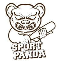 mano disegnato scarabocchio arrabbiato panda portafortuna di esport gioco. design bene essere cartello gioco o maglietta e semplice tatuaggi vettore