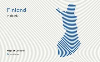 creativo carta geografica di Finlandia, politico carta geografica. helsinki. capitale. mondo paesi vettore mappe serie. spirale, impronta digitale serie