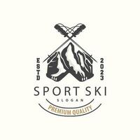 sciare sport logo, inverno neve gli sport design retrò Vintage ▾ vettore illustrazione