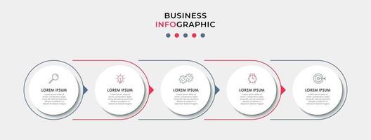 modello di progettazione infografica con icone e 5 opzioni o passaggi vettore