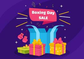 boxe giorno vendita vettore illustrazione con sconto speciale offrire etichetta prezzo e regalo scatola nel piatto cartone animato per promozione pubblicità sfondo design