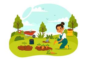 in crescita verdure vettore illustrazione con raccolto, agricoltura vario verdura e biologico naturale Ritaglia a un' giardino nel bambini cartone animato sfondo design