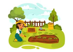 in crescita verdure vettore illustrazione con raccolto, agricoltura vario verdura e biologico naturale Ritaglia a un' giardino nel bambini cartone animato sfondo design