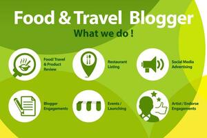 cibo e viaggio blogger icona che cosa essi fare. vettore