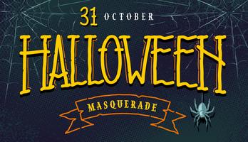 Halloween Retro Banner con lettering vettore