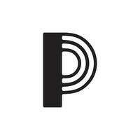 lettera p strisce geometrico semplice logo vettore